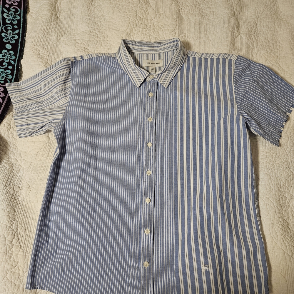 New Kid's Blue and White Striped Button-Down Shirt. Never Used